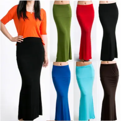 Plus Size Women's Bodycon Fishtail Skirt Candy Color - Image 3
