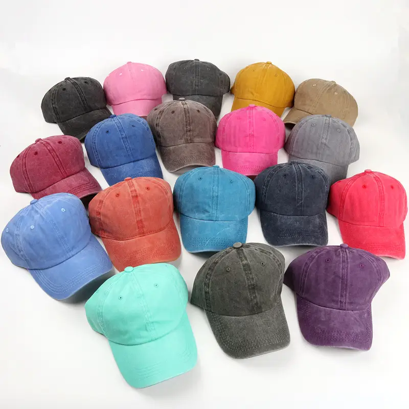 Washed Cotton Baseball Cap for Men Women Coral Curved Brim - Image 21