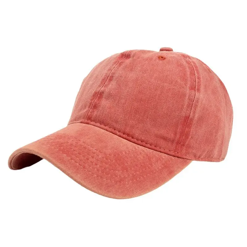 Washed Cotton Baseball Cap for Men Women Coral Curved Brim - Image 24