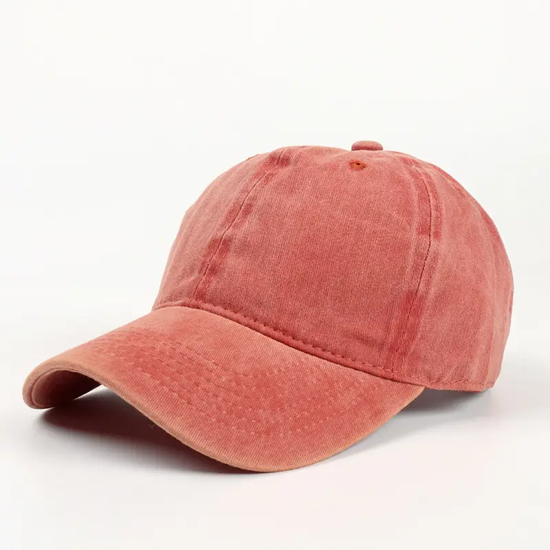 Washed Cotton Baseball Cap for Men Women Coral Curved Brim - Image 10