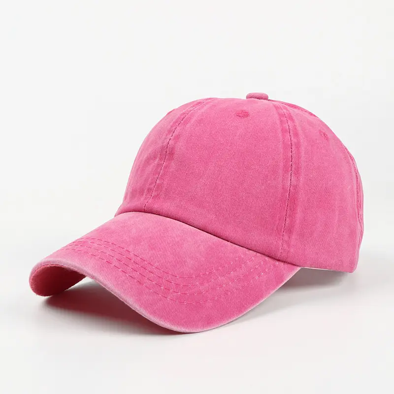 Washed Cotton Baseball Cap for Men Women Coral Curved Brim - Image 17