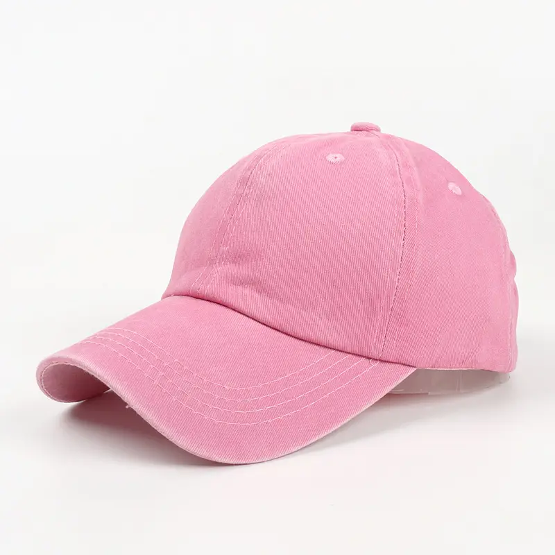 Washed Cotton Baseball Cap for Men Women Coral Curved Brim - Image 4