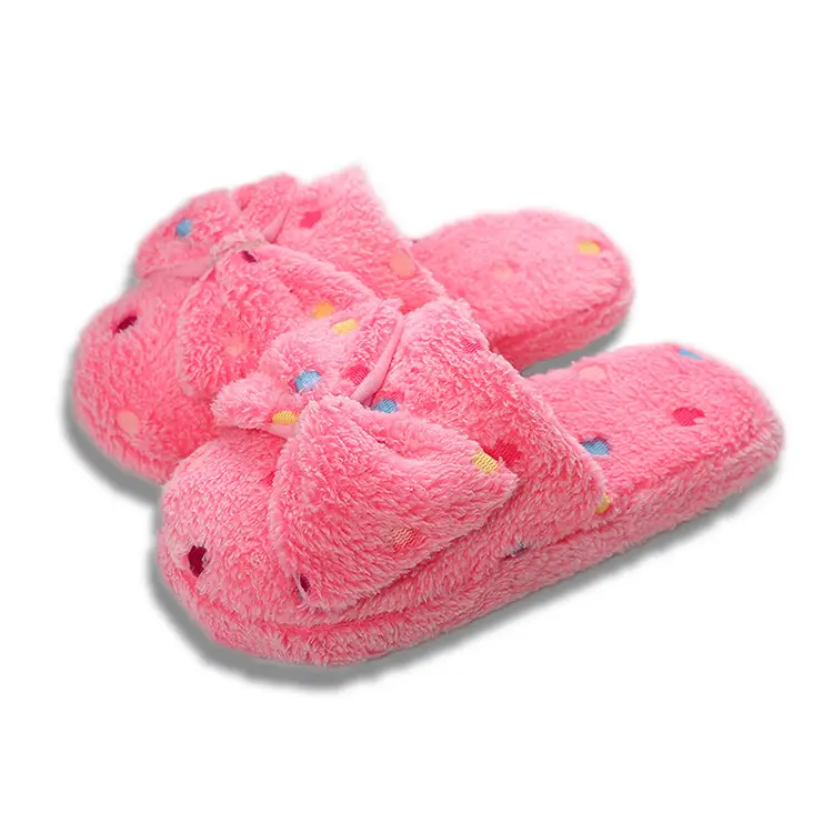 2020 Autumn and Winter New Cotton Slippers for Women, Couple Style, Bowknot Cotton Floor Slippers, Warm, Comfortable, Non-Slip, Home Leisure