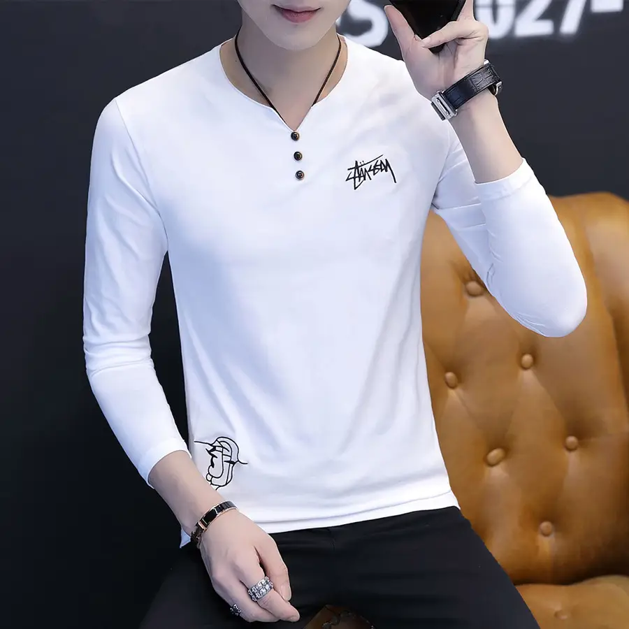 Men Navy Long Sleeve T-Shirt with Lion Embroidery - Image 6