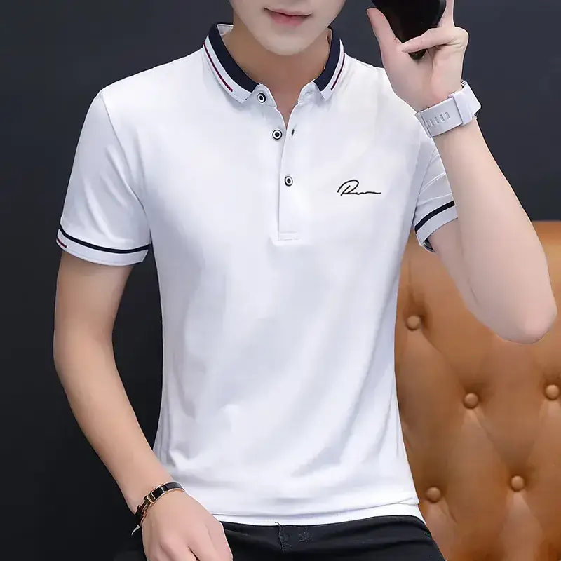 Men's White Polo T-Shirt Short Sleeve Casual Wear - Image 15