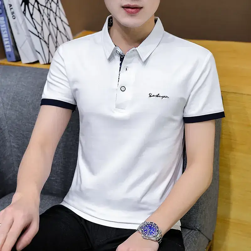 Men's White Polo T-Shirt Short Sleeve Casual Wear - Image 24