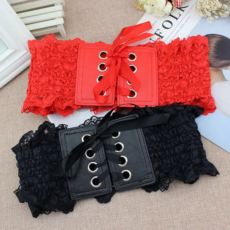 Black Lace Girdle Waist Belt for Women