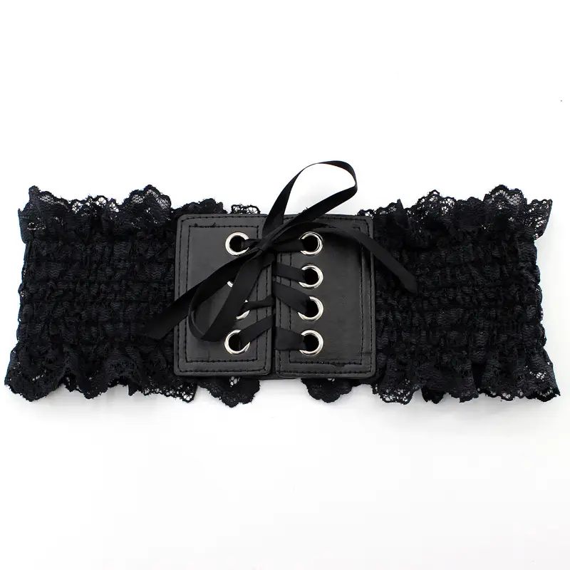Black Lace Girdle Waist Belt for Women