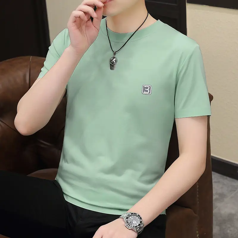 Men's 2024 Green Short Sleeve T-Shirt Round Neck Casual Summer Wear - Image 23