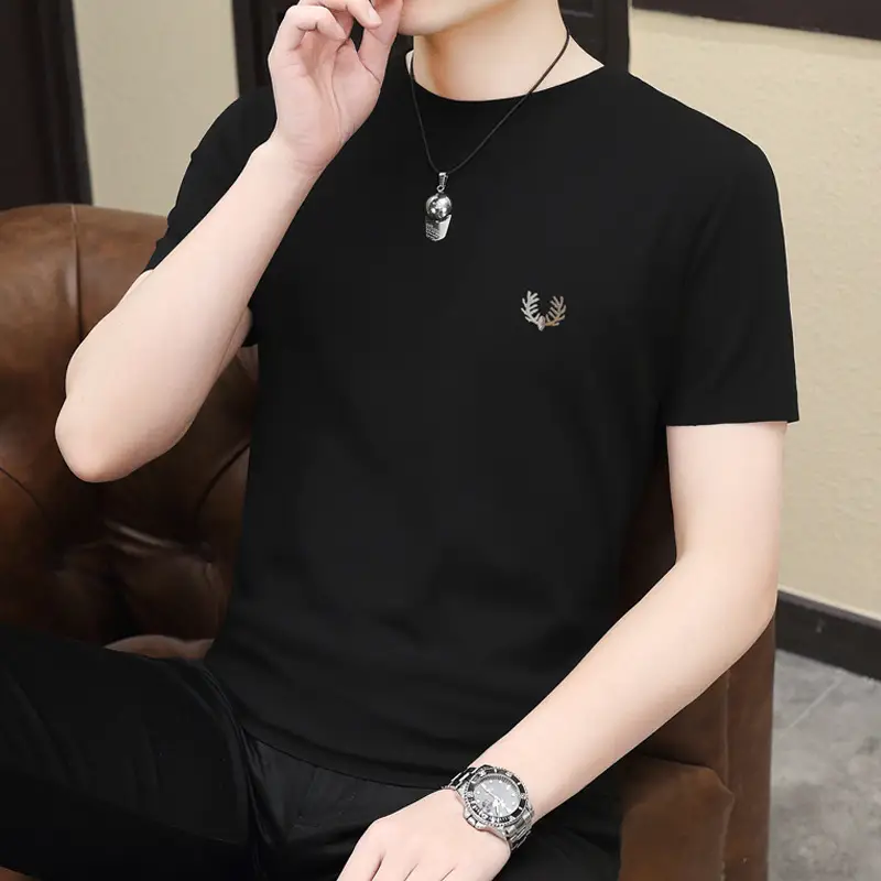 Men's 2024 Green Short Sleeve T-Shirt Round Neck Casual Summer Wear - Image 24