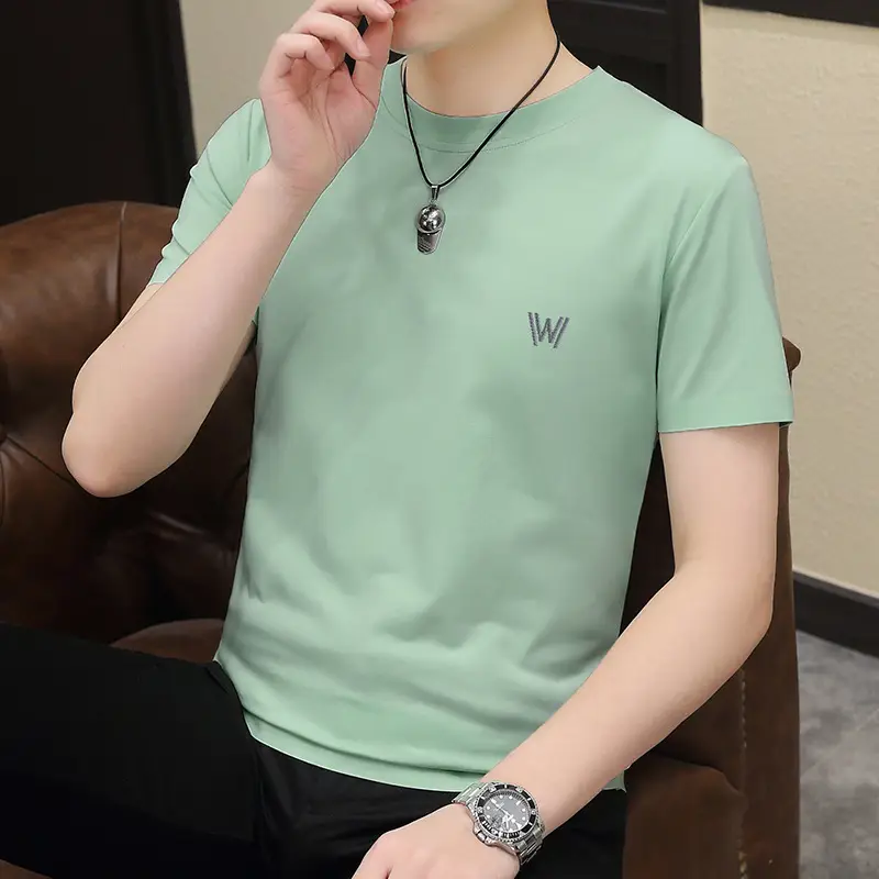 Men's 2024 Green Short Sleeve T-Shirt Round Neck Casual Summer Wear - Image 10