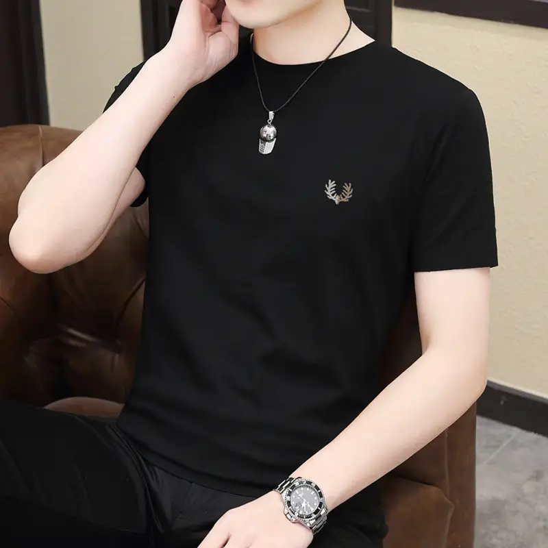 Men's 2024 Green Short Sleeve T-Shirt Round Neck Casual Summer Wear - Image 2