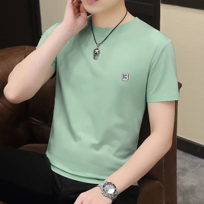 Men's 2024 Green Short Sleeve T-Shirt Round Neck Casual Summer Wear - Image 20