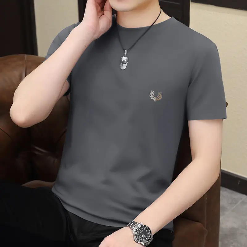 Men's 2024 Green Short Sleeve T-Shirt Round Neck Casual Summer Wear - Image 3