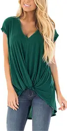 Women's Red Twist V Neck T-Shirt Large - Image 2