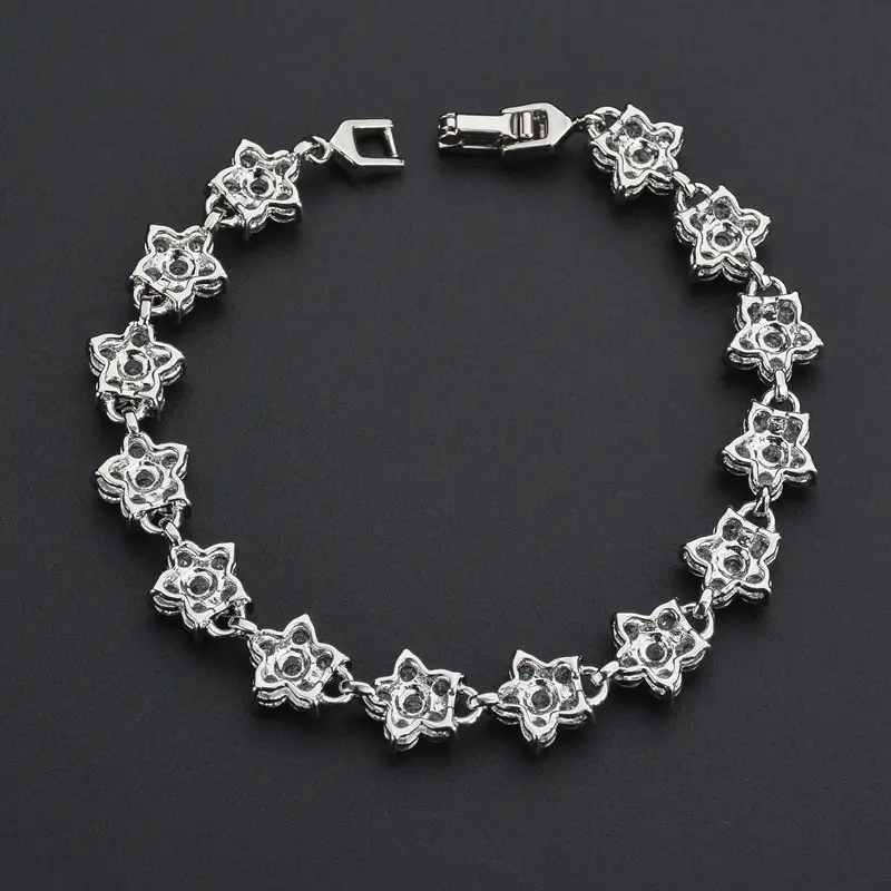 Zircon Plum Blossom Bracelet White Golden Plated - Image 5