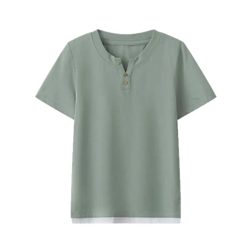 Men V-Neck Short Sleeve T-Shirt Mint Green - Image 18