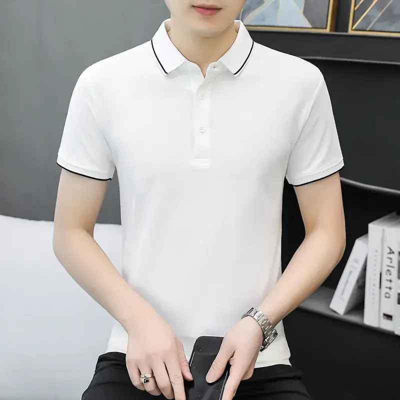 Men's Beige Polo T-Shirt 2025 Casual Base Top - Image 10