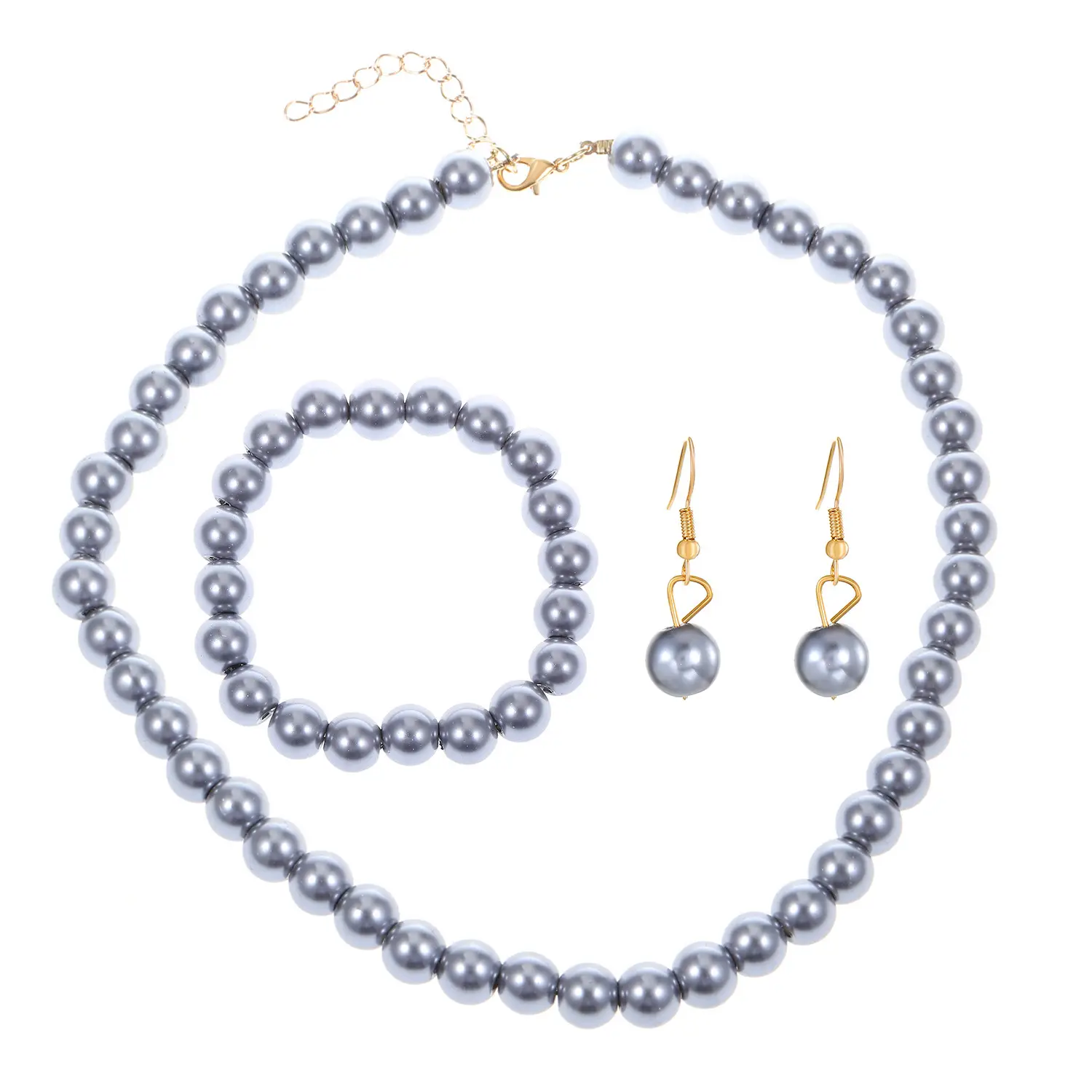 White Pearl Multi Layered Necklace with Earrings Set for Women - Image 9
