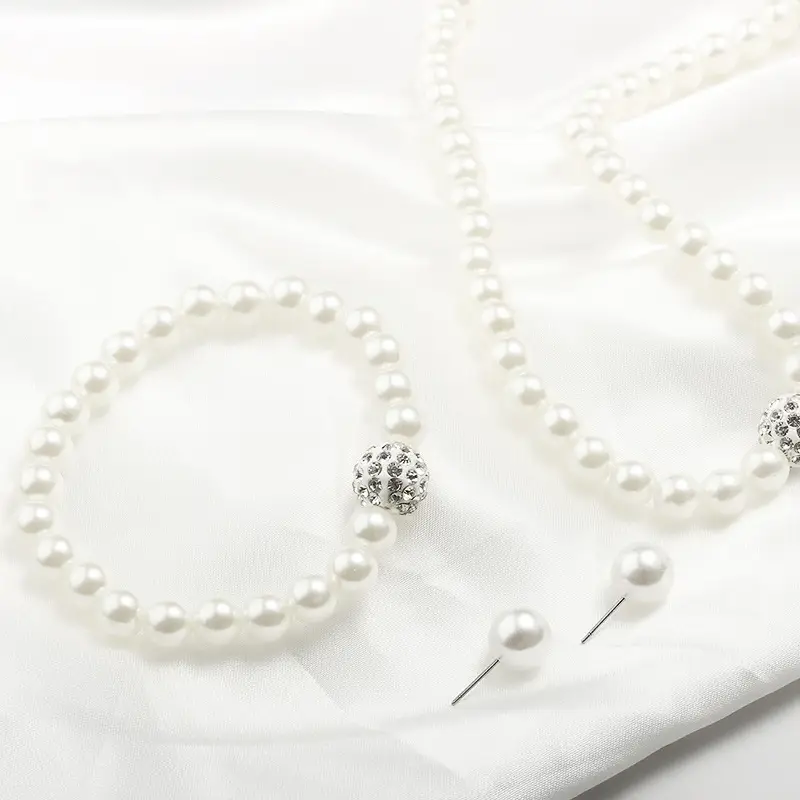 White Pearl Multi Layered Necklace with Earrings Set for Women — feature 11