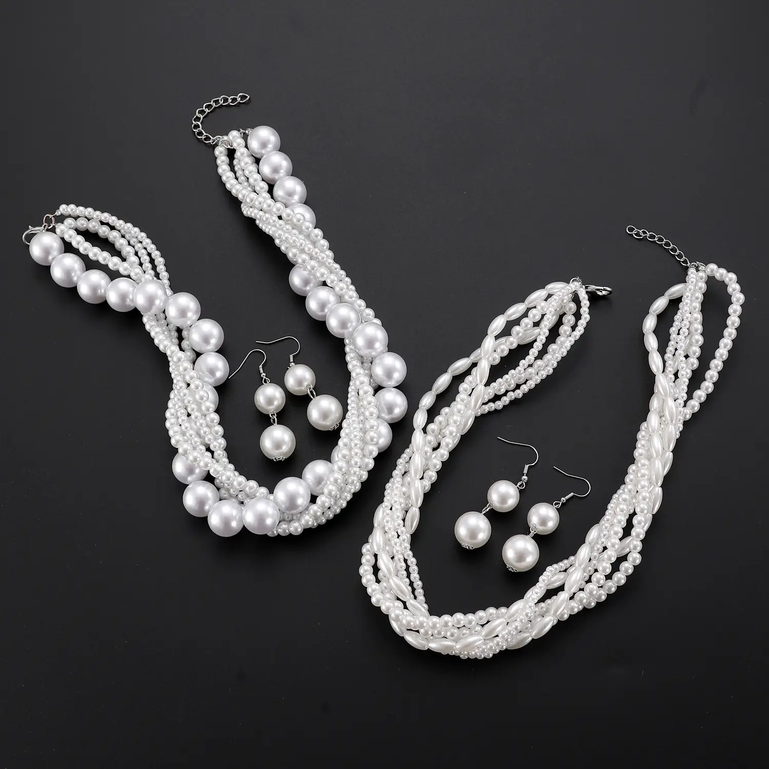 White Pearl Multi Layered Necklace with Earrings Set for Women — feature 20