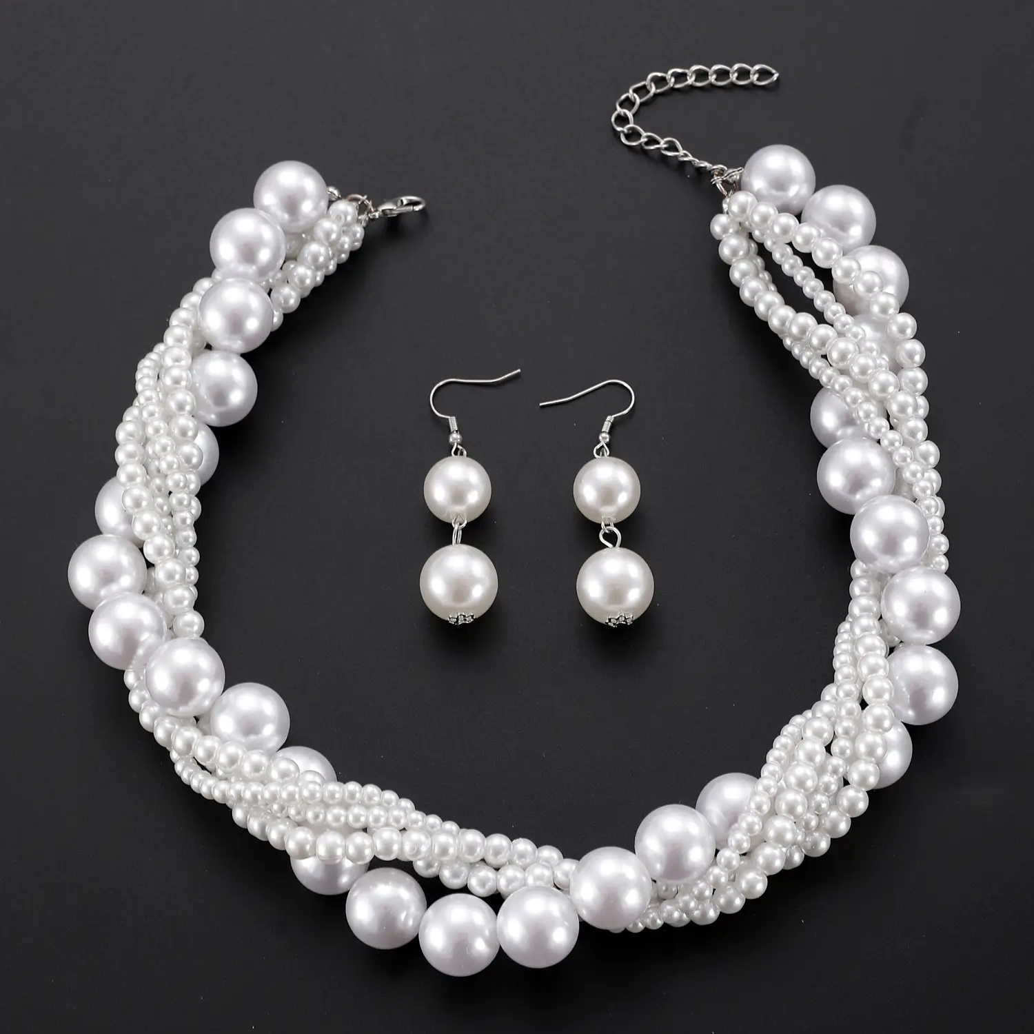 White Pearl Multi Layered Necklace with Earrings Set for Women — feature 21
