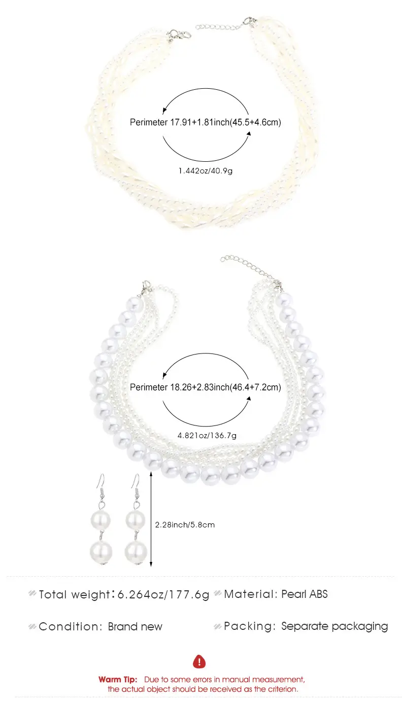 White Pearl Multi Layered Necklace with Earrings Set for Women — feature 5