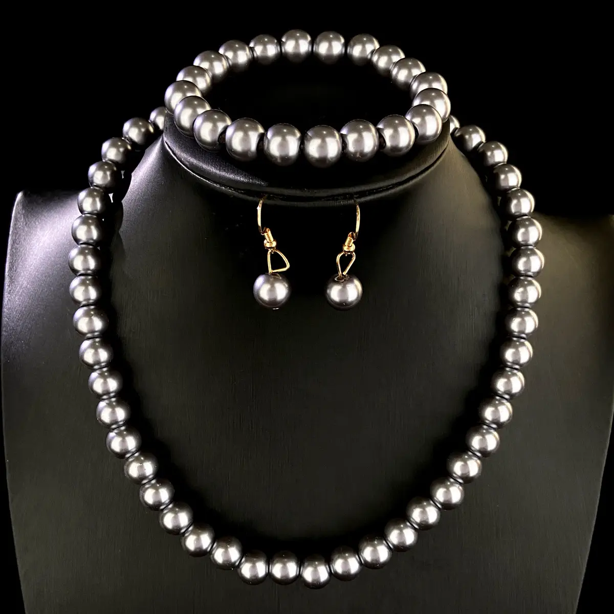 White Pearl Multi Layered Necklace with Earrings Set for Women - Image 3