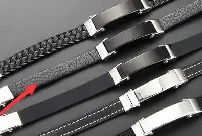 Black Titanium Steel Braided Leather Bracelet Set - Image 12