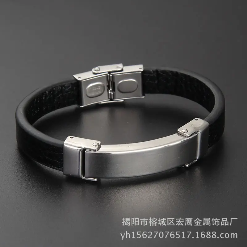 Black Titanium Steel Braided Leather Bracelet Set - Image 8