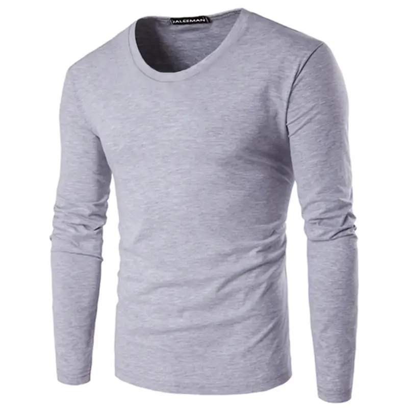 Men's Long Sleeve Olive Green T-Shirt Slim Fit Cotton - Image 3