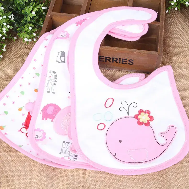 Cotton Baby Cartoon Bib Pink Love Mommy Design - Image 3