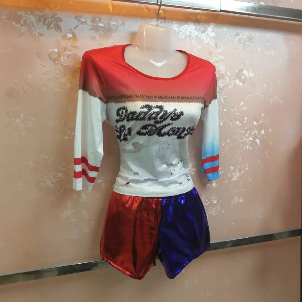 European American Suicide Squad Halloween Costume Harry Quinn