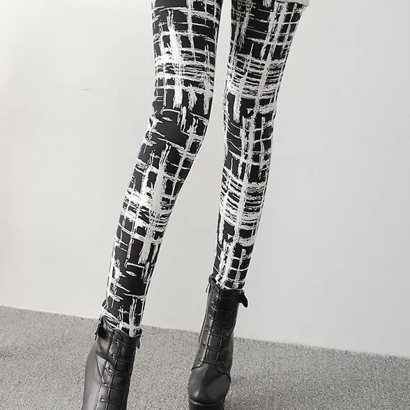 Autumn Velvet Padded Leggings High Waist Stretch Black Floral - Image 11