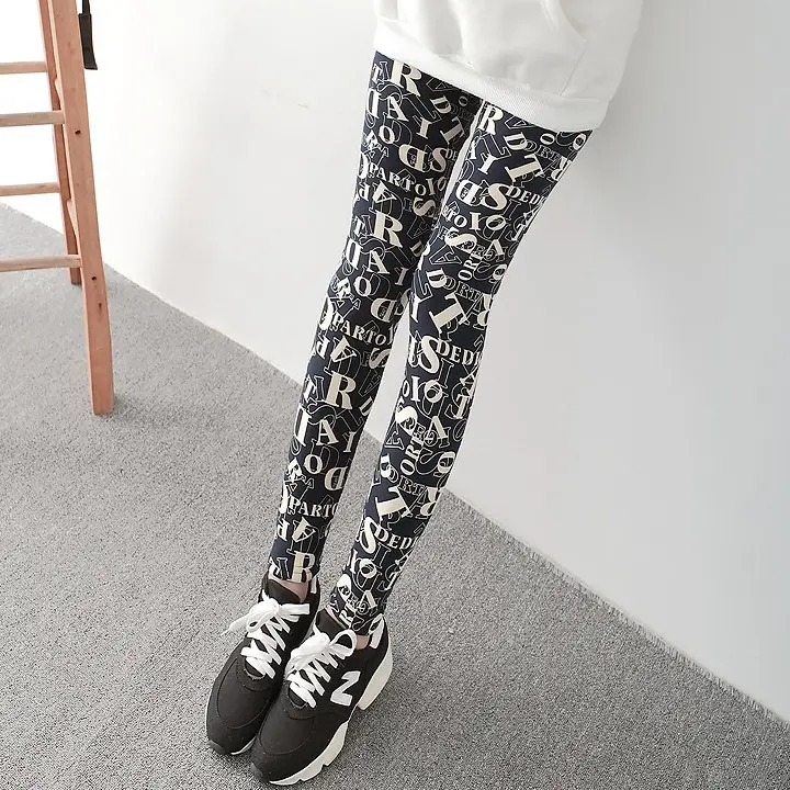 Autumn Velvet Padded Leggings High Waist Stretch Black Floral - Image 5