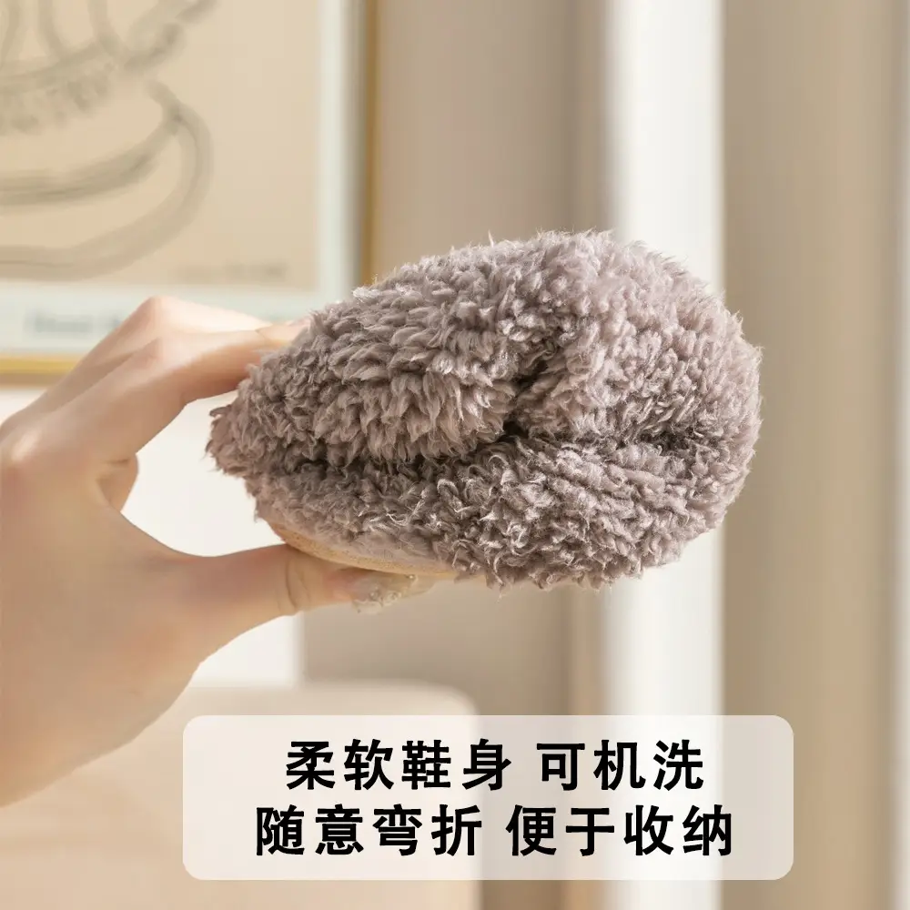 New Style Closed-Back Slippers for Couples, Warm, Non-Slip, Thickened, for Home Use, Casual Indoor Winter Plush Slippers