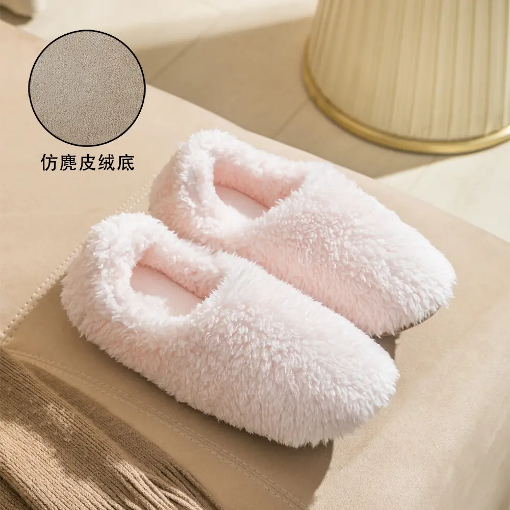 New Style Closed-Back Slippers for Couples, Warm, Non-Slip, Thickened, for Home Use, Casual Indoor Winter Plush Slippers