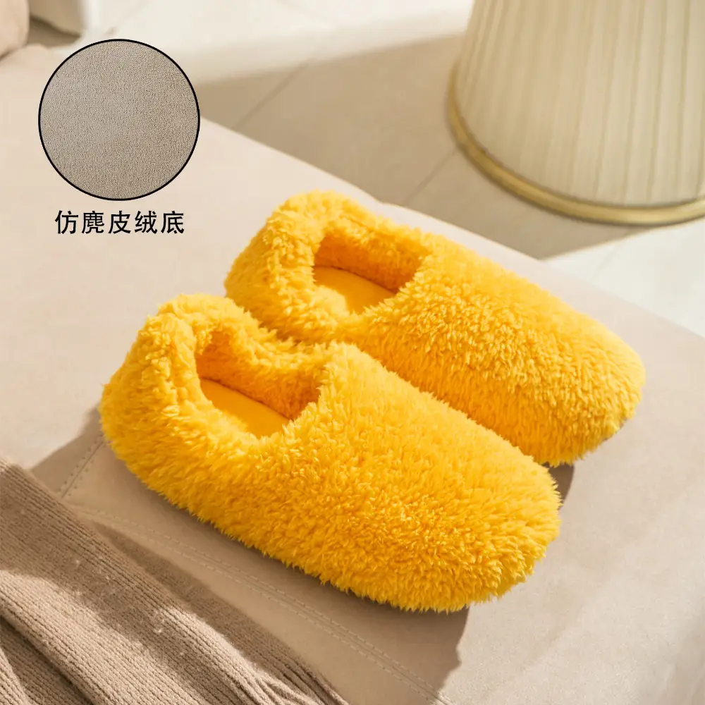 New Style Closed-Back Slippers for Couples, Warm, Non-Slip, Thickened, for Home Use, Casual Indoor Winter Plush Slippers