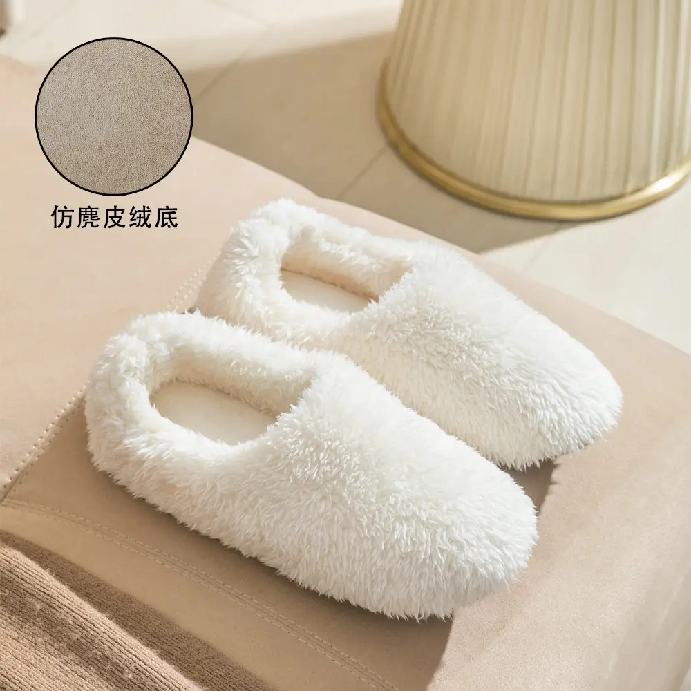 New Style Closed-Back Slippers for Couples, Warm, Non-Slip, Thickened, for Home Use, Casual Indoor Winter Plush Slippers
