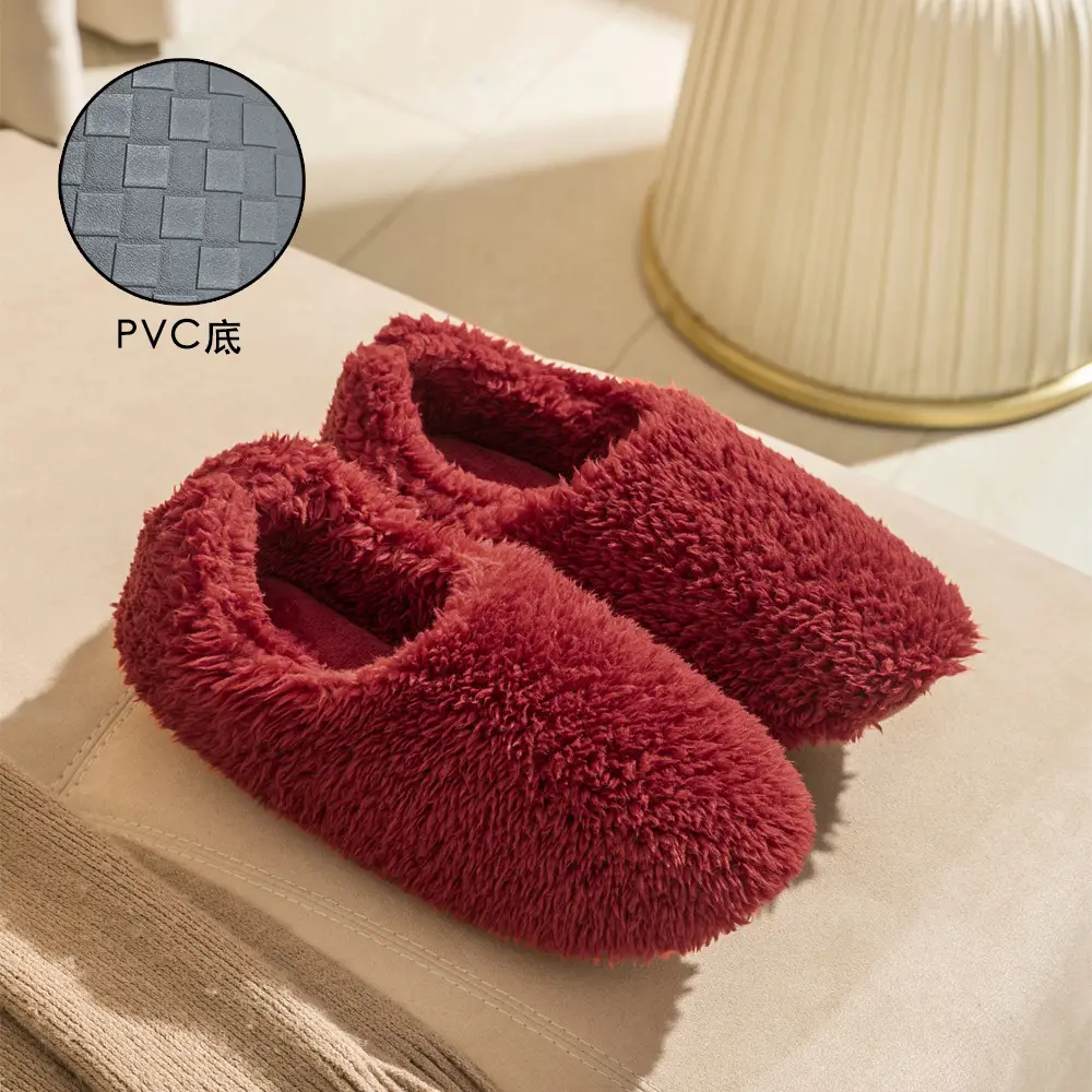 New Style Closed-Back Slippers for Couples, Warm, Non-Slip, Thickened, for Home Use, Casual Indoor Winter Plush Slippers