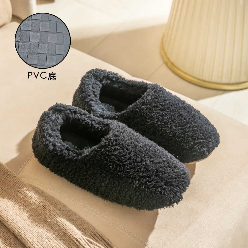 New Style Closed-Back Slippers for Couples, Warm, Non-Slip, Thickened, for Home Use, Casual Indoor Winter Plush Slippers
