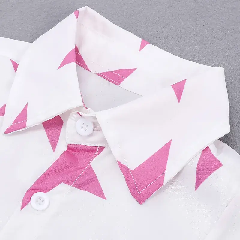European American Style Pink White 2-Piece Suit Set