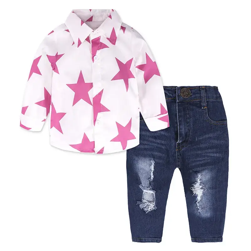 European American Style Pink White 2-Piece Suit Set