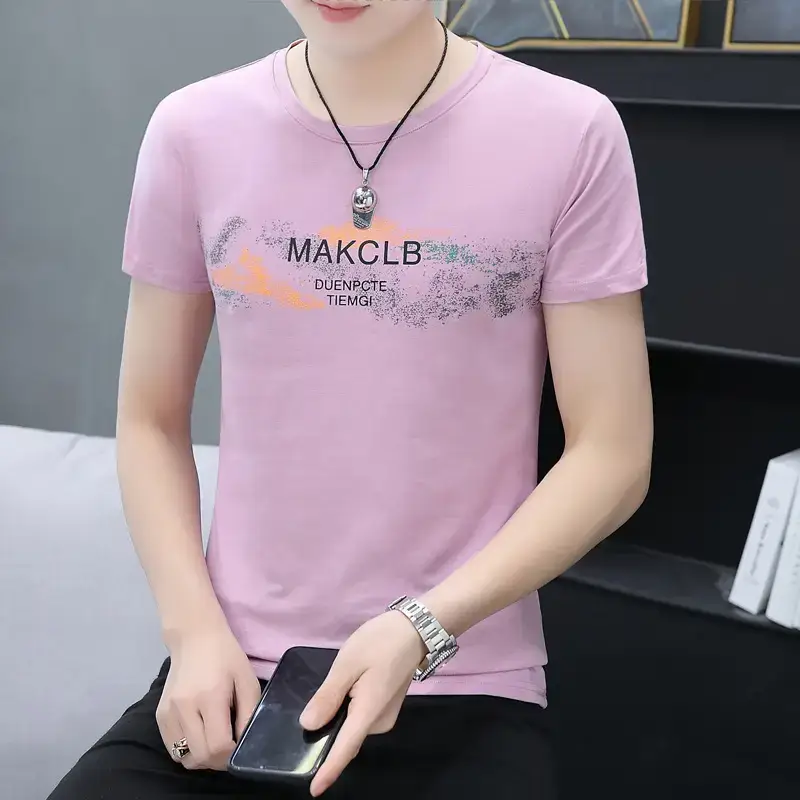 New Men's Printed Slim Fit T-Shirt White - Image 8
