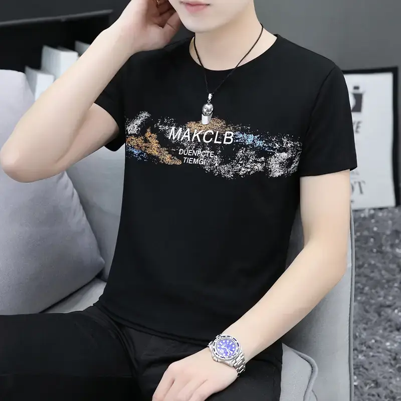 New Men's Printed Slim Fit T-Shirt White - Image 2
