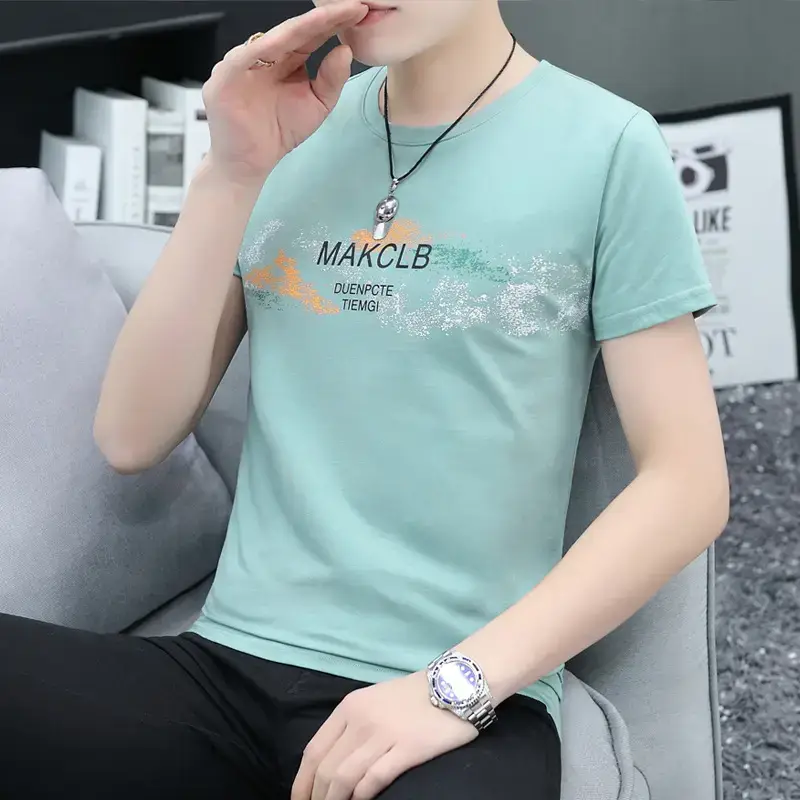 New Men's Printed Slim Fit T-Shirt White - Image 5