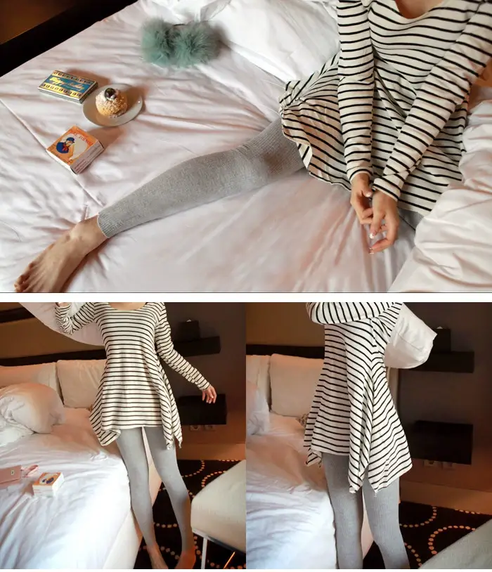 2017 Cotton Stripe Leggings Plus Size Thin Slim Fit — feature 11