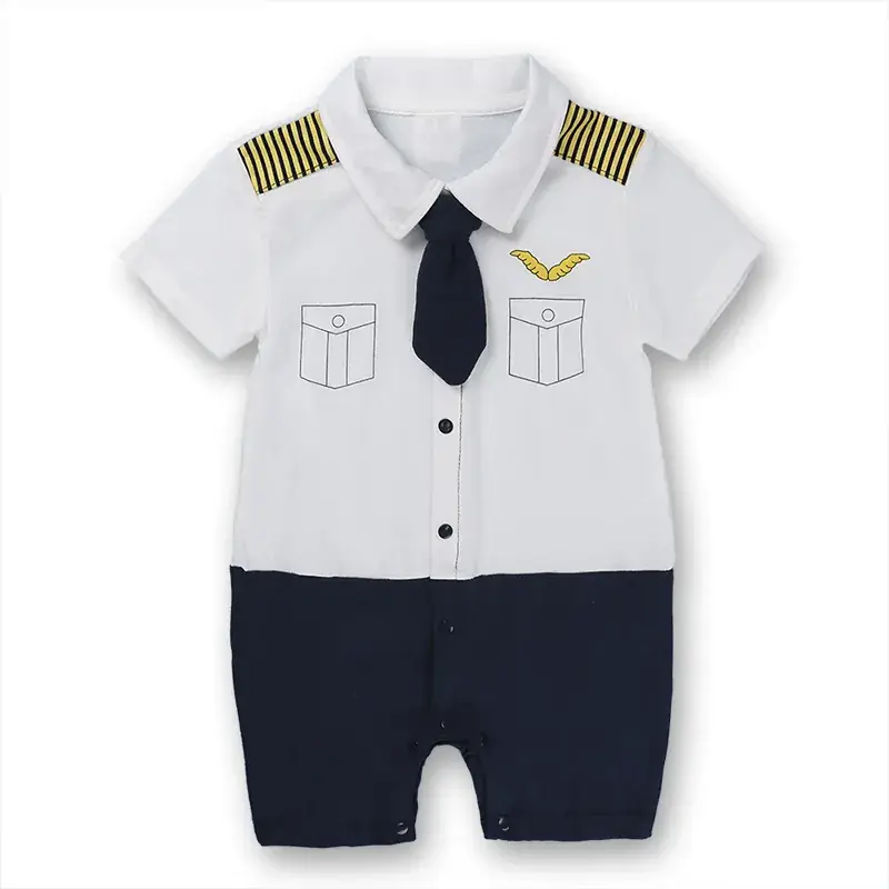 Newborn Infant Cotton Romper White Blue Polka Dot - Image 3