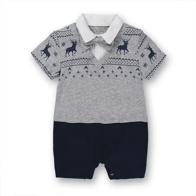 Newborn Infant Cotton Romper White Blue Polka Dot - Image 2