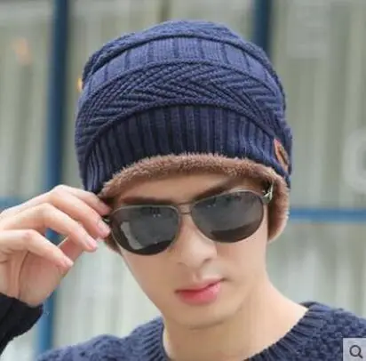 Winter Fleece Knit Hat for Men Women Korean Style